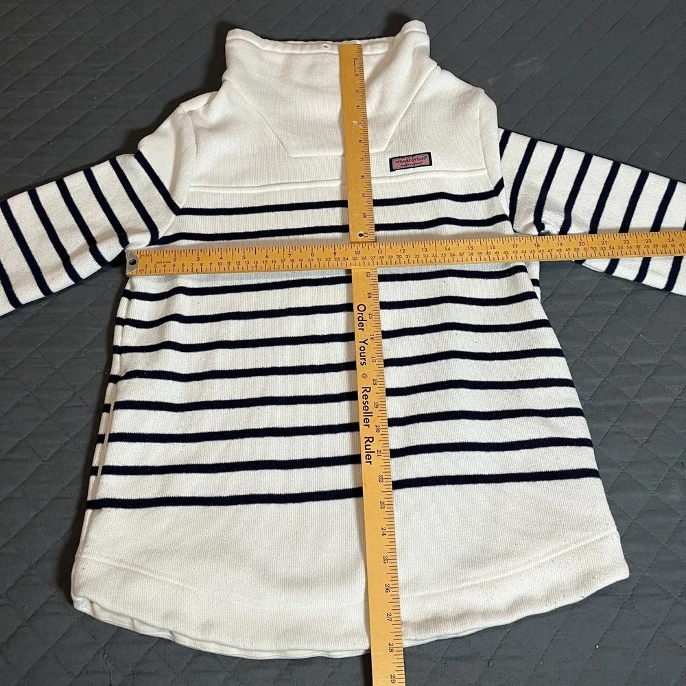 Vineyard Vines Women's Striped Mock Neck Pullover Sweatshirt White/Navy Size M - Picture 7 of 10